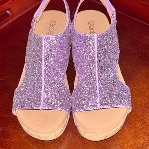 Corkys Women's Sparkling Purple Wedges